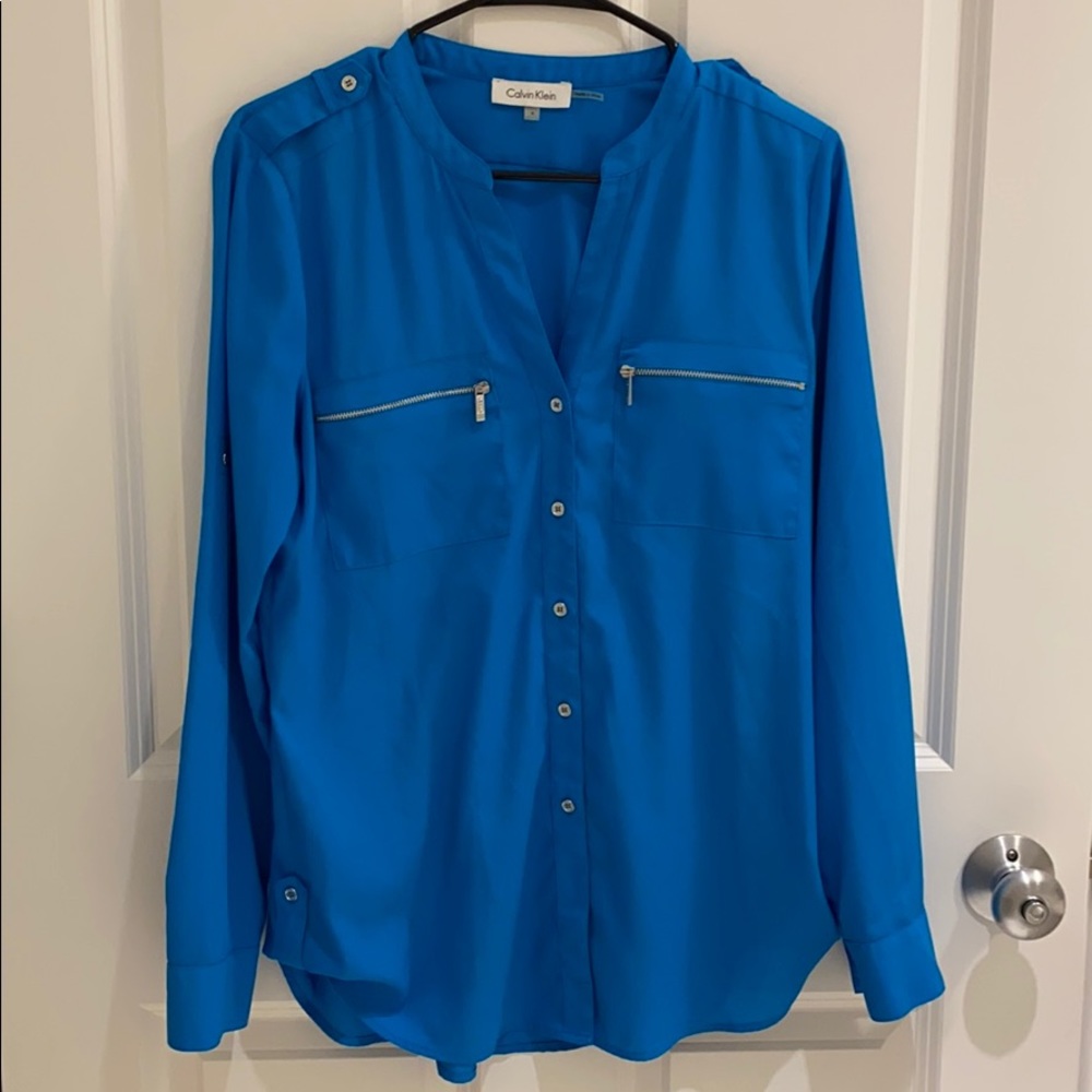 Calvin Klein printed button down roll up sleeve